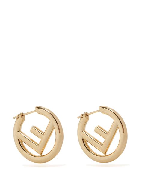 fendi f gold hoop earrings|Fendi small hoop earrings.